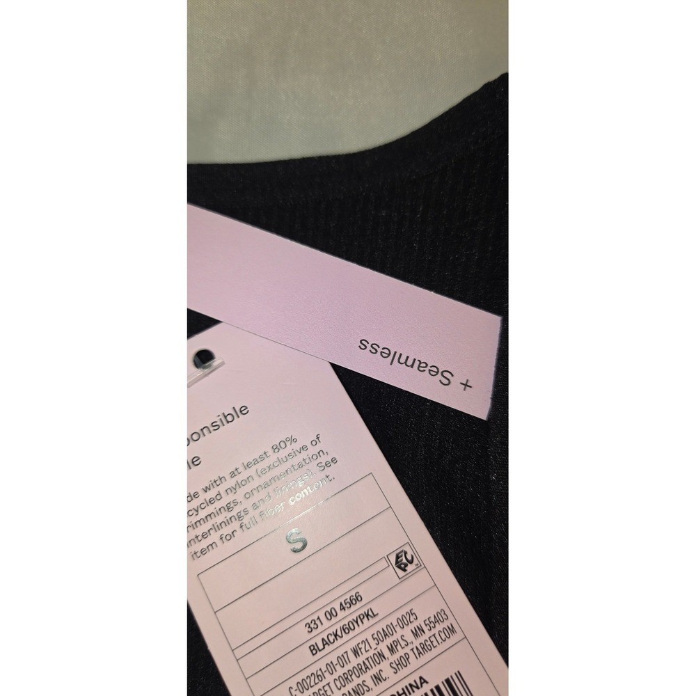 Wild Fable‎ Seamless Crop Top Women Size S Black New 3 Ribbed Square Neck Shirts - Picture 5 of 8